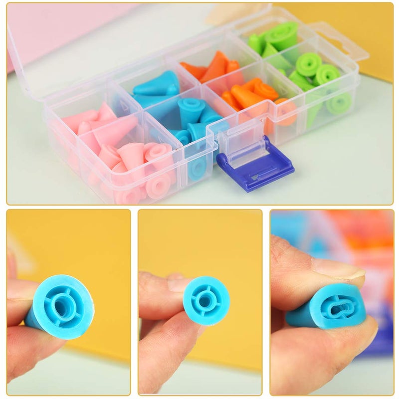 JNENERY 48 PCS Knitting Needles Point Protectors/Stoppers,Multi-Colored Needle Tip Stoppers with Plastic Box, 2 Sizes(32 PCS Small+ 16 PCS Big Knitting Needles Cap) Needle Tip Stoppers for Knitting Craft - Image 3